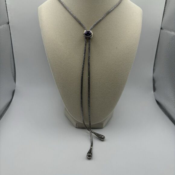 ROBERT MANSE 18KGOLD STERLING SILVER 30" LARAIT NECKLACE 41.2GR #5020 - Picture 1 of 6